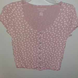 Cropped America Eagle tee pink in color size small